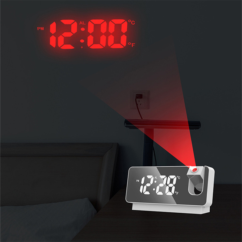 LED Projection Digital Alarm Clock Table Electronic Despertador  with 180°  Projection Time Projector Bedroom Bedside Mute Clock Mary's Mercantile Shoppe