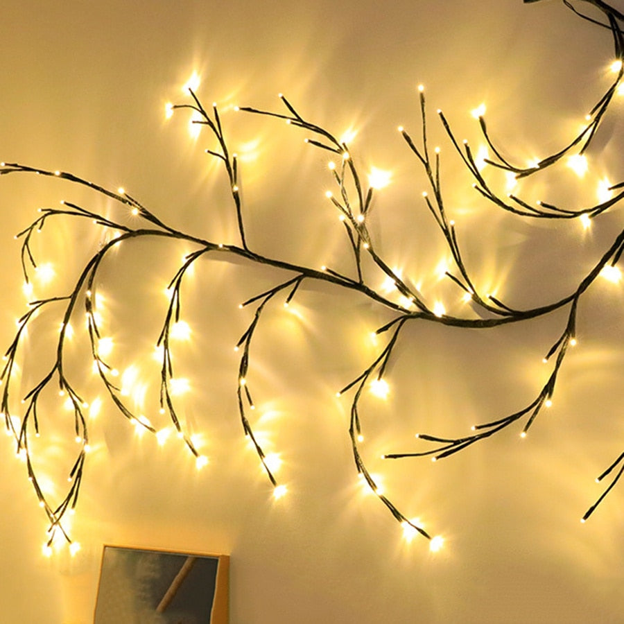 144 LEDs 7.5FT Vines with Lights Christmas Garland Light Flexible DIY Willow Vine Branch Light for Room Wall Wedding Party Decor Mary's Mercantile Shoppe