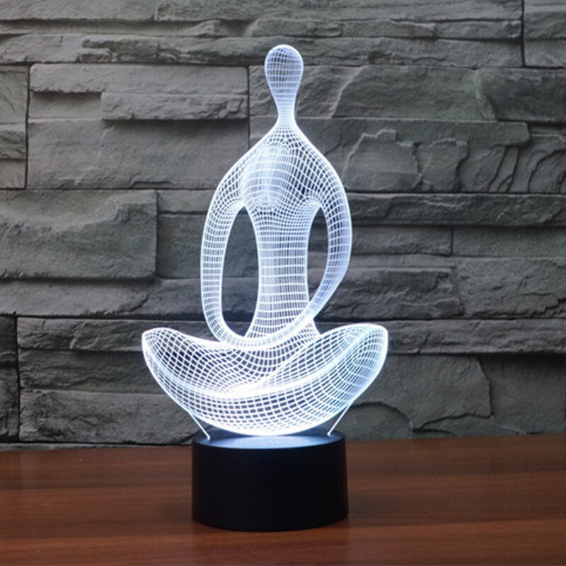 3d meditation mood Lamp Night Light Yoga 3D LED NightLight Acrylic Colorful Gradient bedside luminarias Atmosphere bedroom Lamp Mary's Mercantile Shoppe