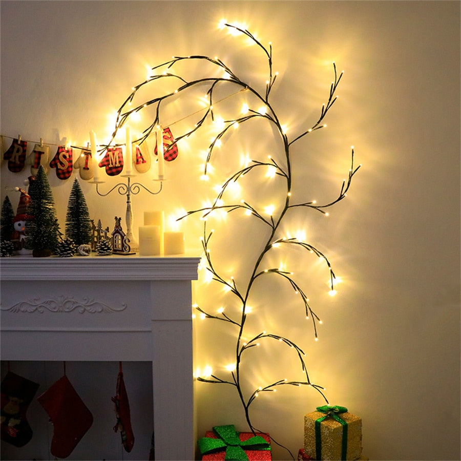 144 LEDs 7.5FT Vines with Lights Christmas Garland Light Flexible DIY Willow Vine Branch Light for Room Wall Wedding Party Decor Mary's Mercantile Shoppe