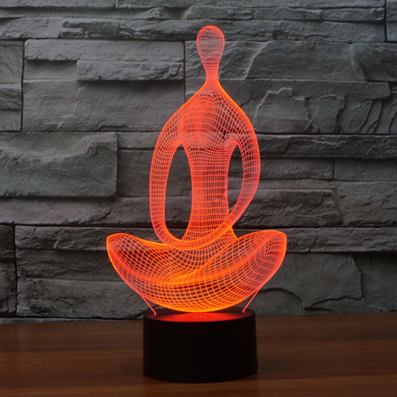 3d meditation mood Lamp Night Light Yoga 3D LED NightLight Acrylic Colorful Gradient bedside luminarias Atmosphere bedroom Lamp Mary's Mercantile Shoppe