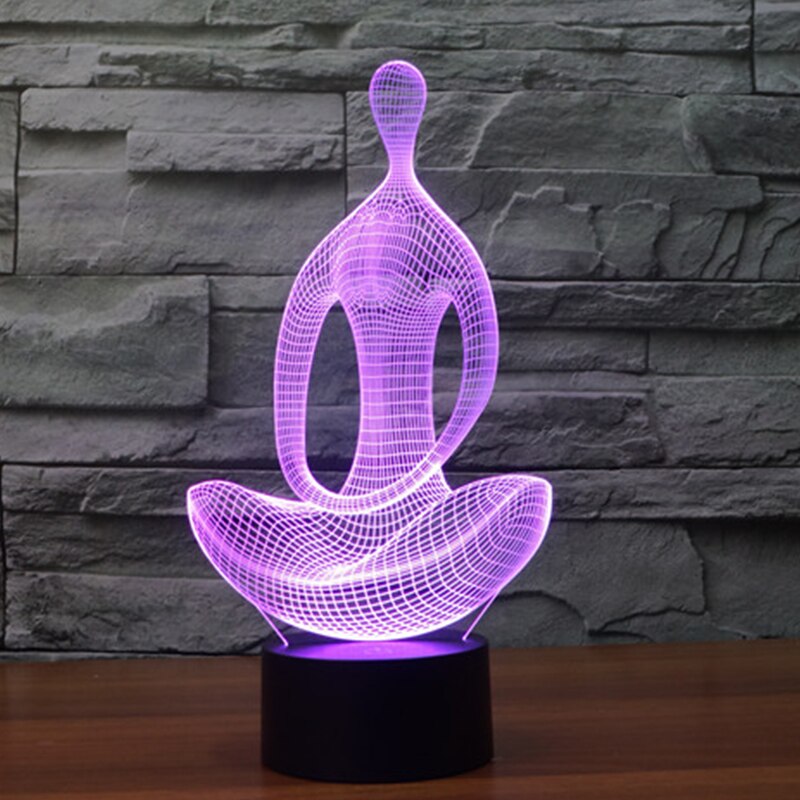 3d meditation mood Lamp Night Light Yoga 3D LED NightLight Acrylic Colorful Gradient bedside luminarias Atmosphere bedroom Lamp Mary's Mercantile Shoppe