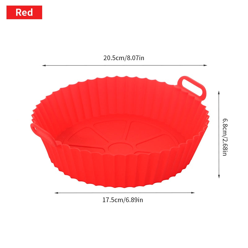 Air Fryer Silicone Pot,Round Reusable Air Fryers Oven Baking Tray Fried Chicken Basket Mat Replacemen Grill Pan Accessories Mary's Mercantile Shoppe