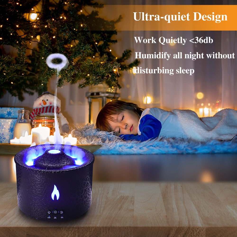 Volcano Fire Flame Air Humidifier Aroma Diffuser Essential Oil with Remote Control Jellyfish for Home Fragrance Mist Mak Smoking Mary's Mercantile Shoppe