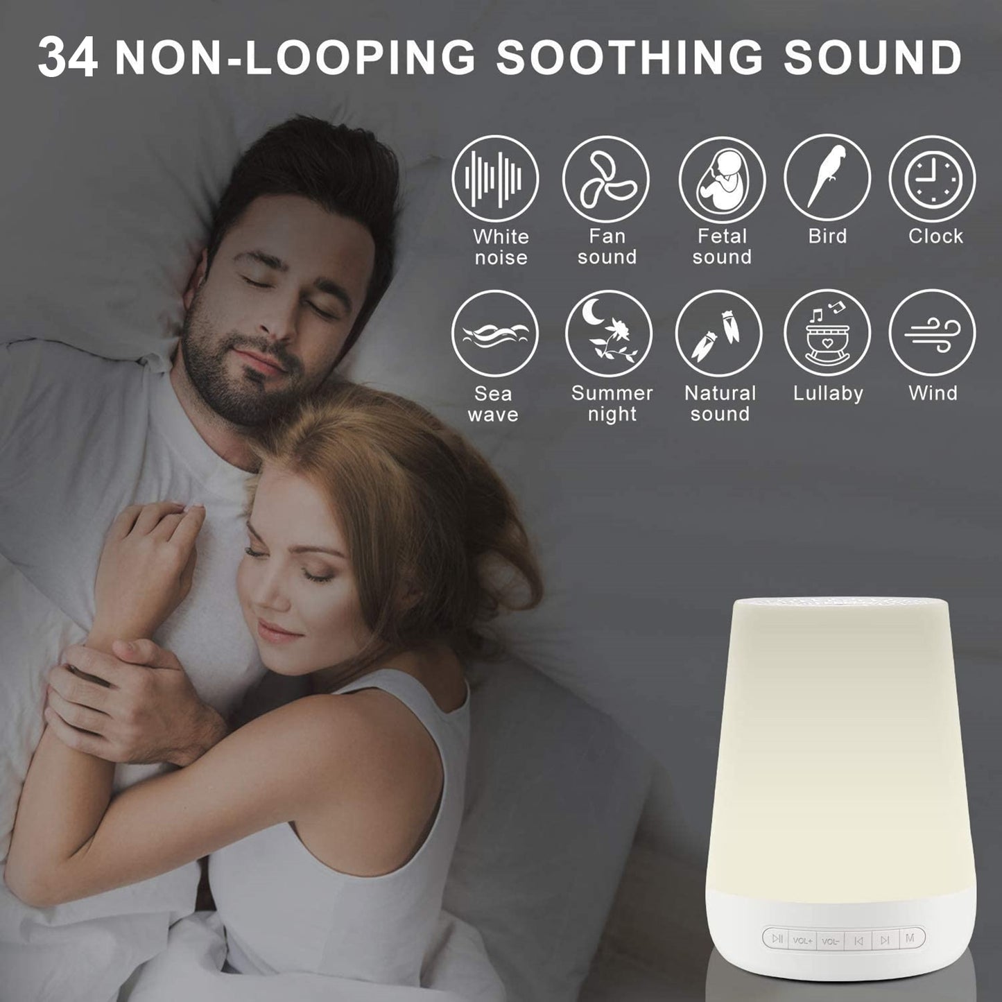 Smart White Noise Machine Baby Sleep Sound Machine Colorful Night Lights 34 Soothing Sounds Supports APP Remote Control Mary's Mercantile Shoppe