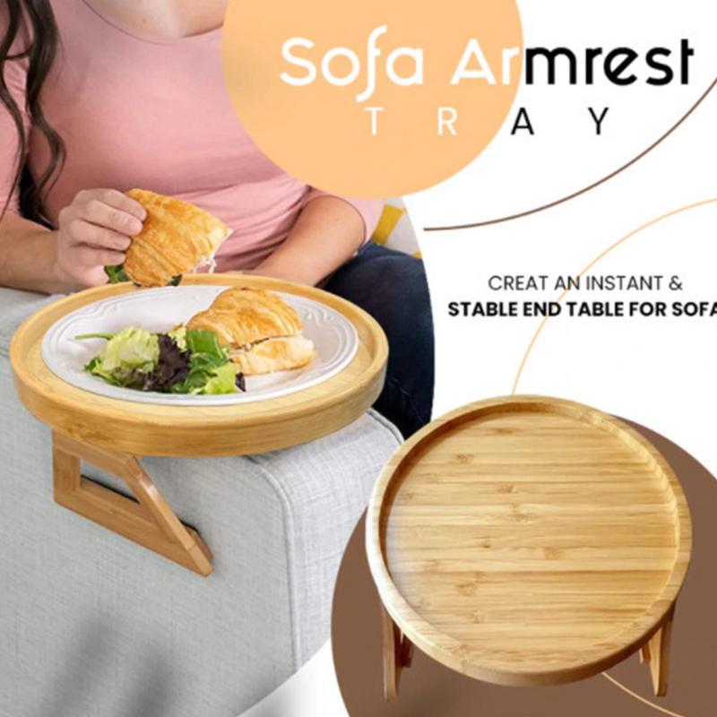 Sofa Armrest Clip-On Tray Space Saving Cozy Sofa Tray Table Wooden Sofa Tray TV Snack Tray For Remote Control Coffee Snacks Mary's Mercantile Shoppe