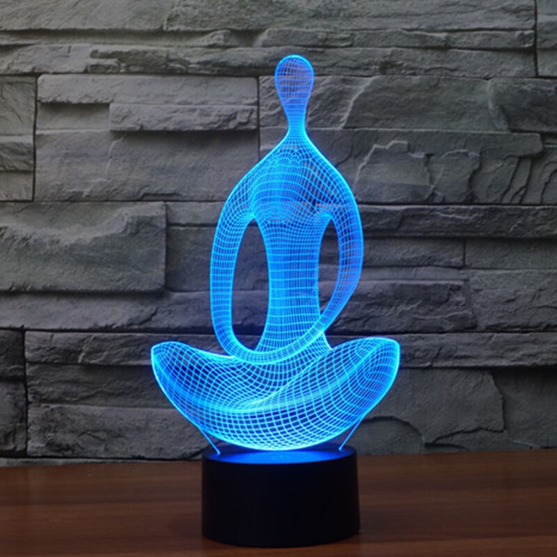 3d meditation mood Lamp Night Light Yoga 3D LED NightLight Acrylic Colorful Gradient bedside luminarias Atmosphere bedroom Lamp Mary's Mercantile Shoppe