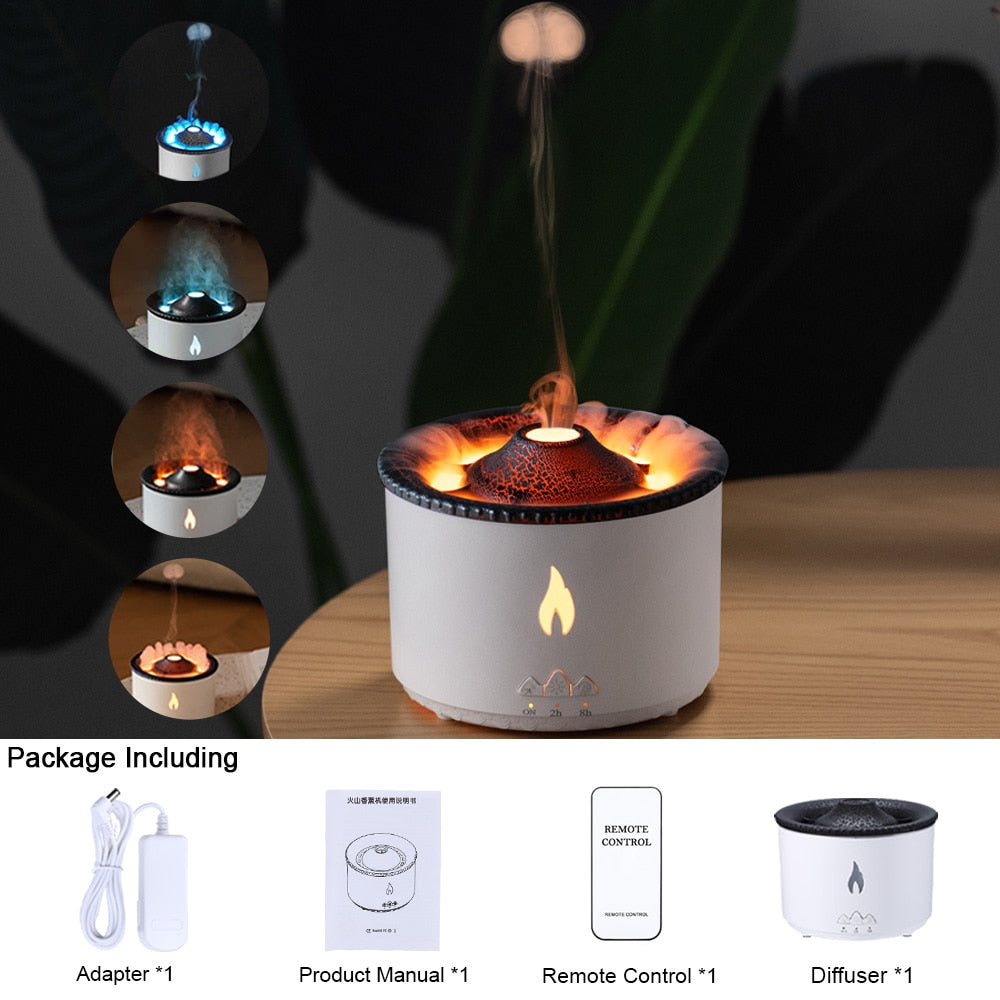 Volcano Fire Flame Air Humidifier Aroma Diffuser Essential Oil with Remote Control Jellyfish for Home Fragrance Mist Mak Smoking Mary's Mercantile Shoppe