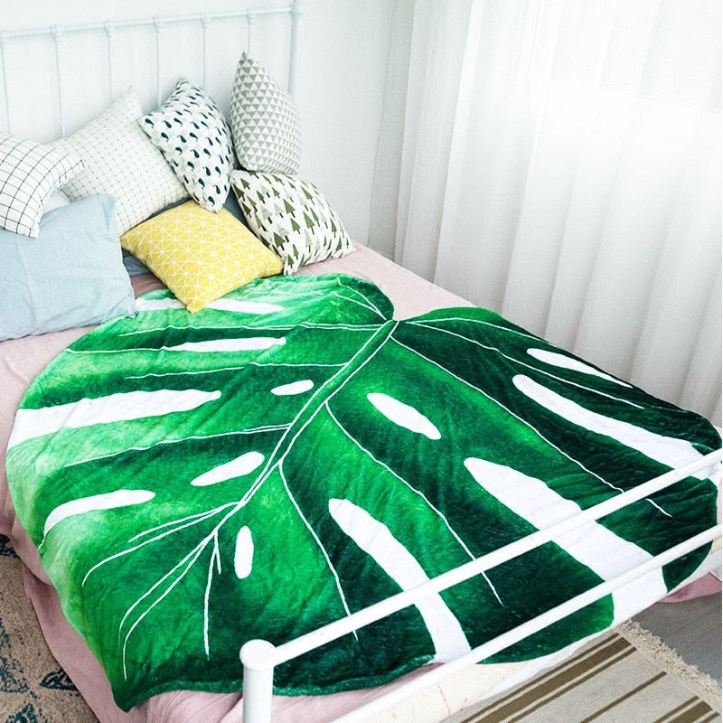 Super Soft Giant Leaf Blanket Home Decor Flannel Gloriosum Leaf Blankets for Beds  Sofa Cozy Beach Blankets Towel Manta Cobertor Mary's Mercantile Shoppe