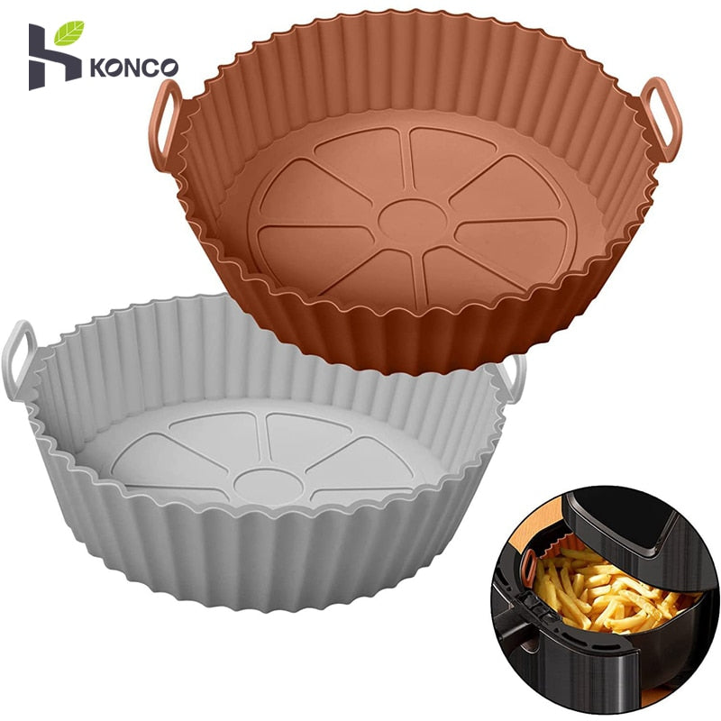 Air Fryer Silicone Pot,Round Reusable Air Fryers Oven Baking Tray Fried Chicken Basket Mat Replacemen Grill Pan Accessories Mary's Mercantile Shoppe