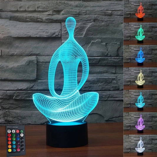 3d meditation mood Lamp Night Light Yoga 3D LED NightLight Acrylic Colorful Gradient bedside luminarias Atmosphere bedroom Lamp Mary's Mercantile Shoppe